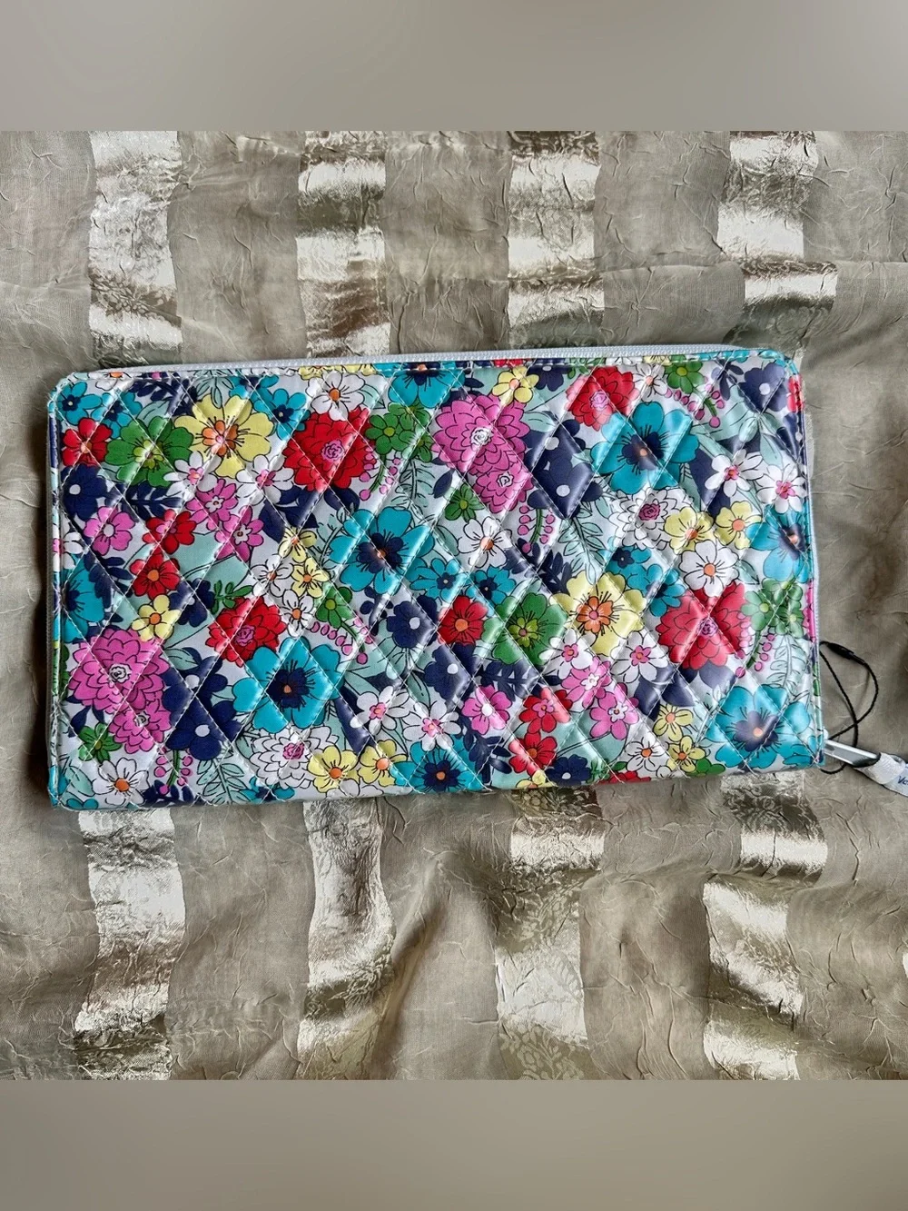 Vera Bradley Floral Blue Travel Cosmetic or Tech Clutch Case